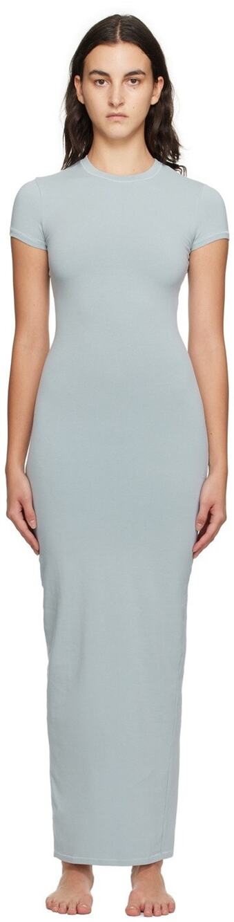 Skims Light Blue Cotton Maxi Dress Large